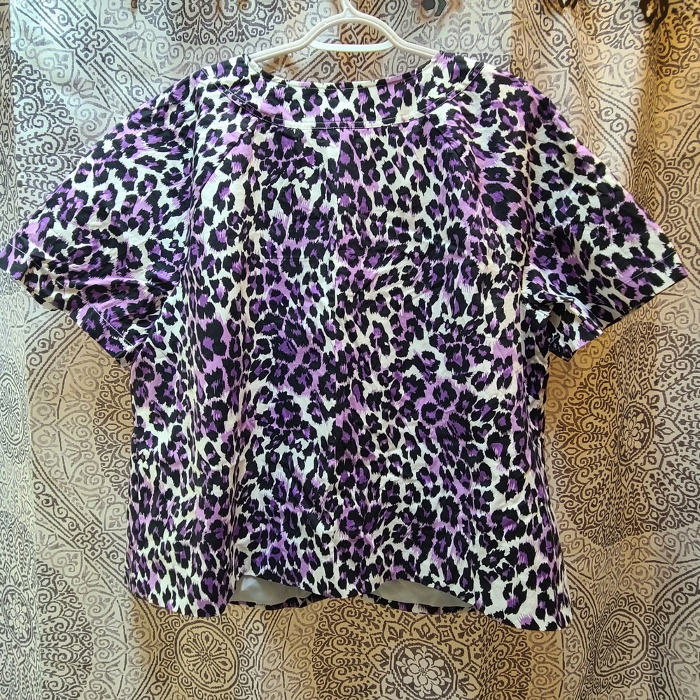 Notations Short Sleeve Jacket Womens 2X Purple Black Leopard Animal Print Y2K - Picture 9 of 10